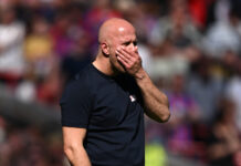 Arne Slot points finger at referee over controversial Munoz goal Arne Slot, Manager of Liverpool, reacts during the Premier League match between Liverpool and Crystal Palace at Anfield on April 25, 2026 in Liverpool, England.