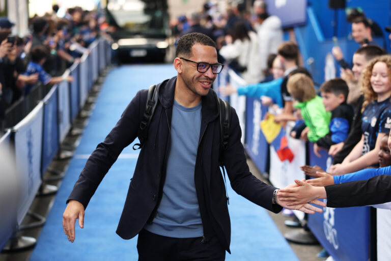 Liam Rosenior, Manager of Chelsea, arrives at the stadium prior to the Premier League match between Chelsea and Manchester City at Stamford Bridge on April 12, 2026 in London, England.