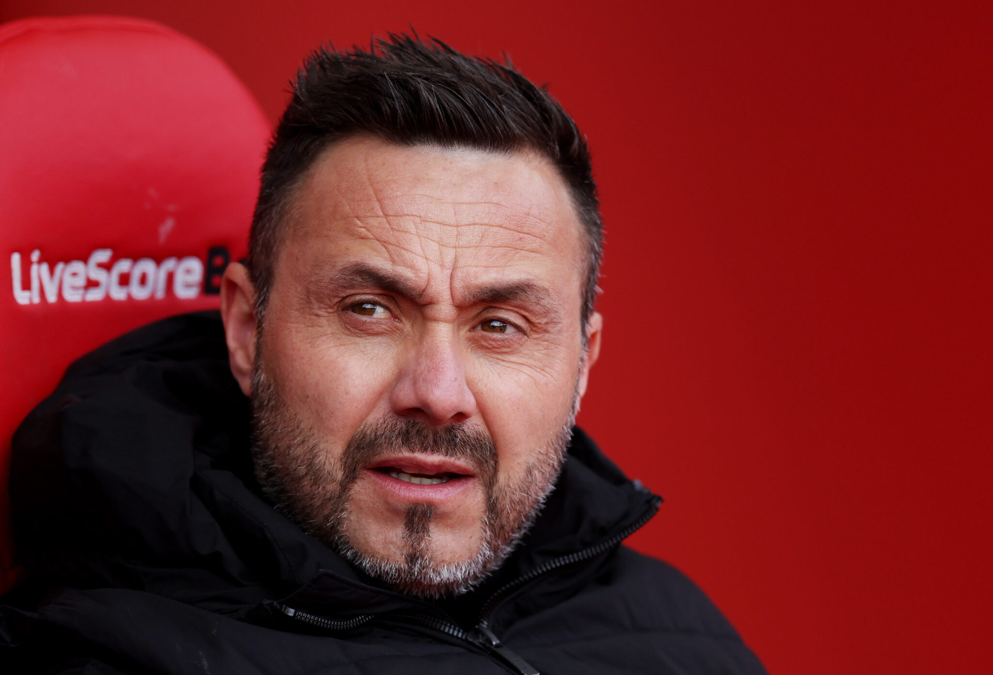 Roberto De Zerbi, Manager of Tottenham Hotspur, looks on prior to the Premier League match between Sunderland and Tottenham Hotspur at Stadium of Light on April 12, 2026 in Sunderland, England.