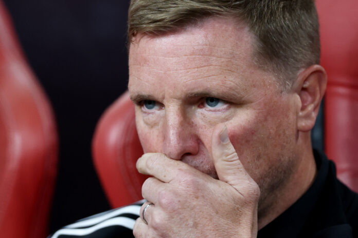 Eddie Howe, Manager of Newcastle United, looks on prior to the Pre-Season Friendly between Arsenal FC and Newcastle United at the National Stadium on July 27, 2025 in Singapore.