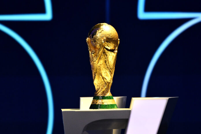FIFA World Cup Trophy is displayed during the FIFA World Cup 2026 Official Draw at John F. Kennedy Center for the Performing Arts on December 05, 2025 in Washington, DC.