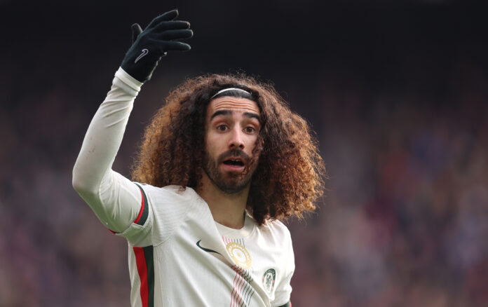 Marc Cucurella of Chelsea during the Premier League match between Crystal Palace and Chelsea at Selhurst Park on January 25, 2026 in London, England.