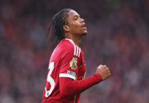 Premier League Team of the Weekend – Ngumoha, Guehi, Bowen Rio Ngumoha of Liverpool celebrates scoring his team's first goal during the Premier League match between Liverpool and Fulham at Anfield on April 11, 2026 in Liverpool, England.