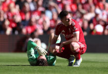 Robertson reacts to ‘strange’ Palace goal against Liverpool Freddie Woodman of Liverpool reacts with teammate Andy Robertson after picking up an injury during the Premier League match between Liverpool and Crystal Palace at Anfield on April 25, 2026 in Liverpool, England.