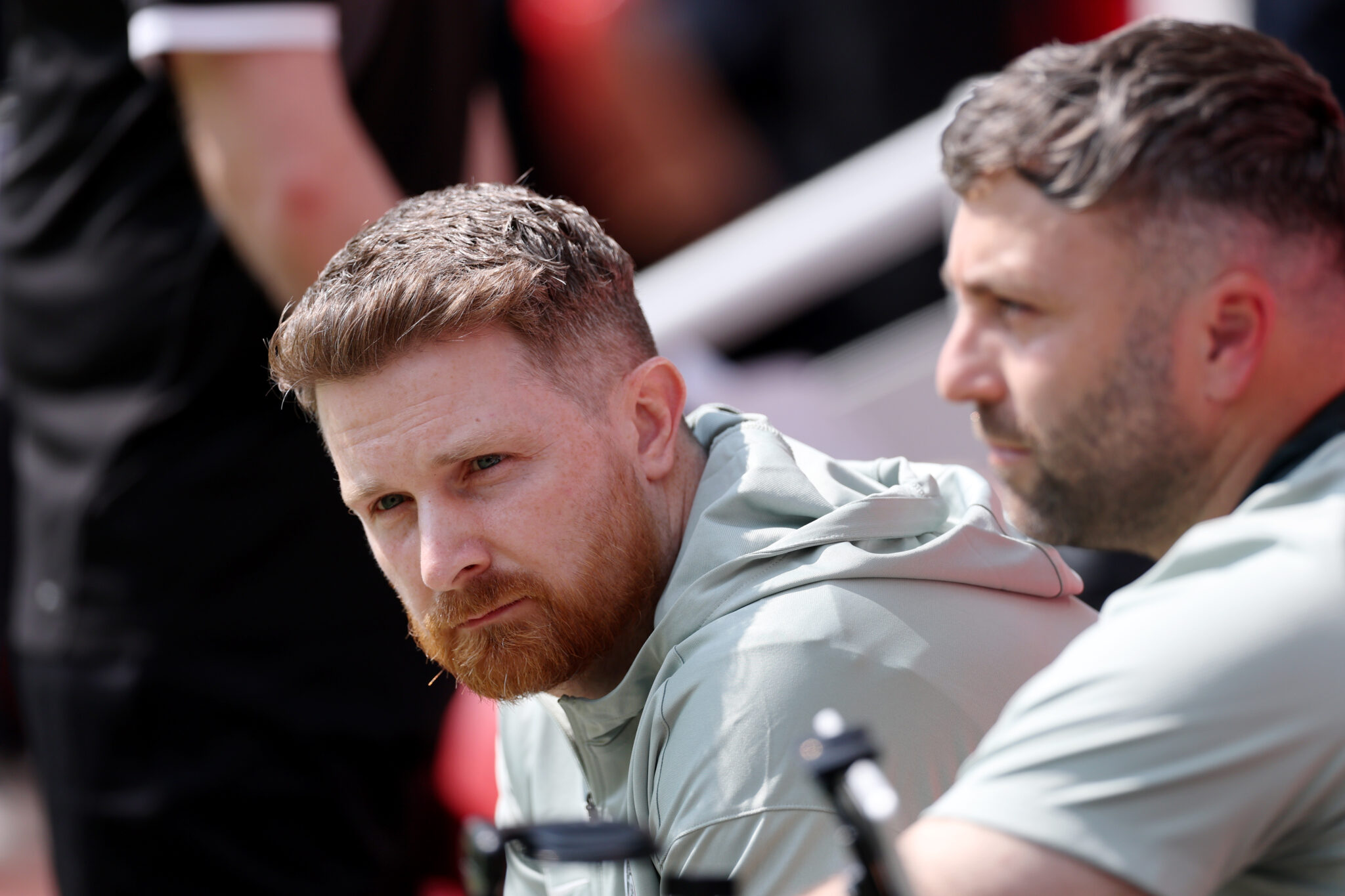 Calum McFarlane, Interim Manager of Chelsea, looks on prior to the Premier League match between Liverpool and Chelsea at Anfield on May 09, 2026 in Liverpool, England.