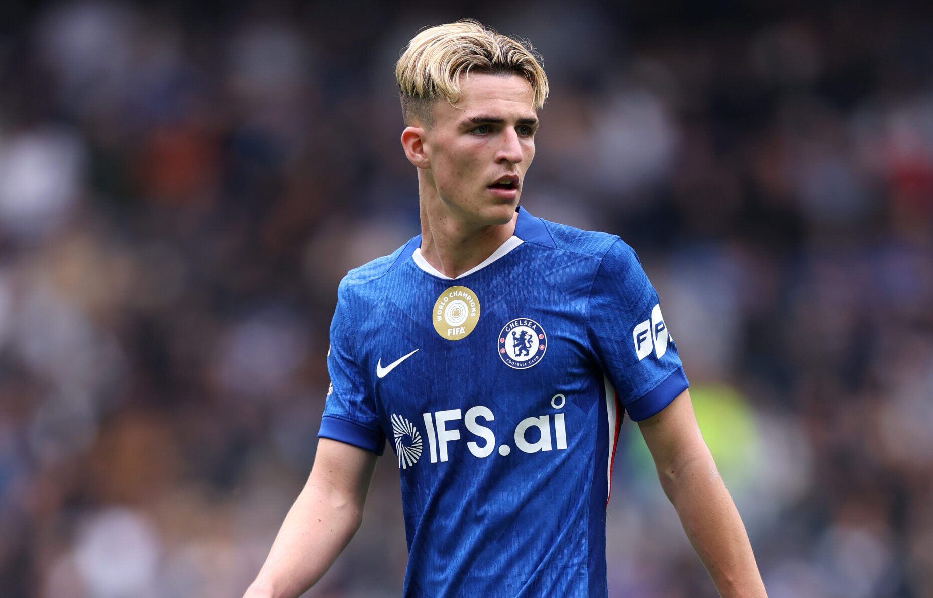 Jesse Derry of Chelsea during the Premier League match between Chelsea and Nottingham Forest at Stamford Bridge on May 04, 2026 in London, England.