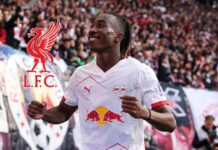 Liverpool target €100m-rated wonderkid to replace Salah Liverpool transfer target Yan Diomande of RB Leipzig celebrates after scoring the team's first goal with David Raum and Brajan Gruda during the Bundesliga match between RB Leipzig and Borussia Mönchengladbach at Red Bull Arena on April 11, 2026 in Leipzig, Germany.