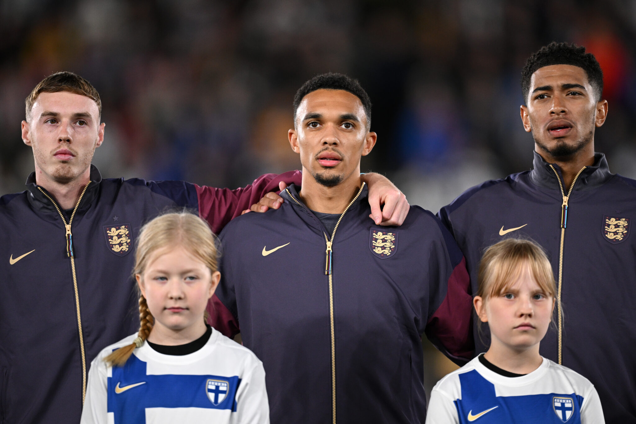 World Cup 2026: The biggest omissions from the England squad - Cole Palmer, Trent Alexander-Arnold and Jude Bellingham of England during the UEFA Nations League 2024/25 League B Group B2 match between Finland and England at Helsinki Olympic Stadium on October 13, 2024 in Helsinki, Finland.