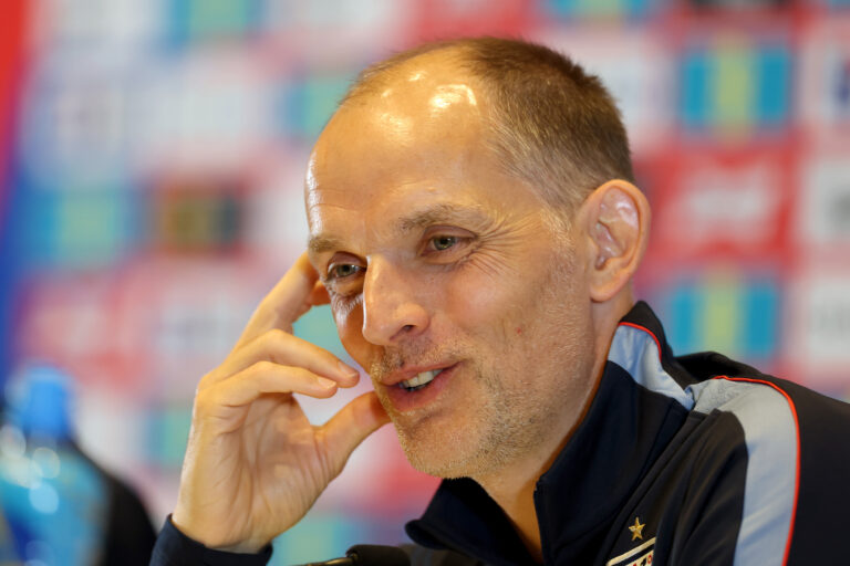Thomas Tuchel, Head Coach of England, talks to the media during a press conference on June 05, 2026 in Palm Beach Gardens, Florida.