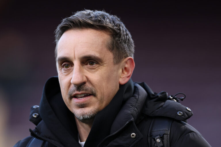 Gary Neville, Sky Sports pundit prior to the Premier League match between Burnley and Manchester City at Turf Moor on April 22, 2026 in Burnley, England.