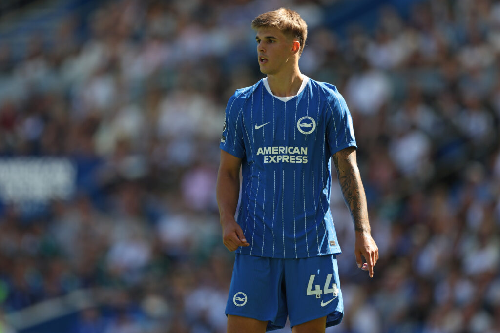 Luka Vuskovic in the Brighton home kit for 2026/27 Premier League season.