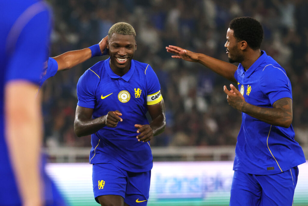 Moises Caicedo in the Chelsea home kit for the 2026/27 Premier League season.