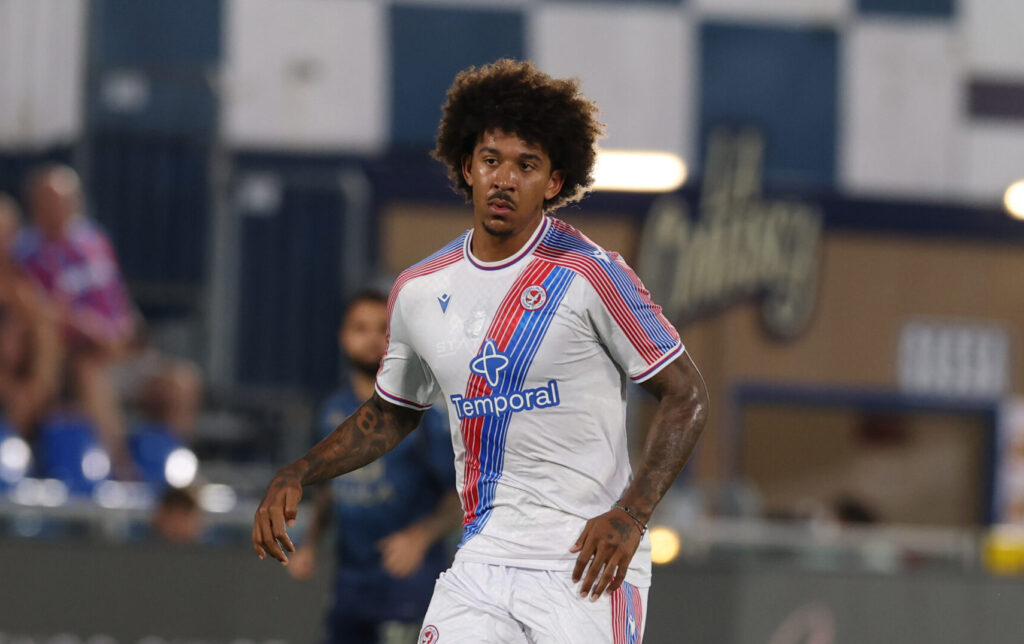 Chris Richards in the Crystal Palace home kit for the 2026/27 Premier League season.