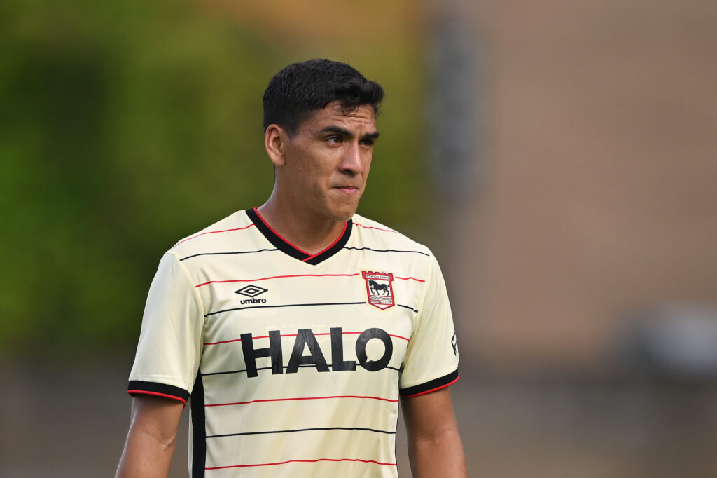 Marcelino Nunez in the Ipswich Town away kit for the 2026/27 Premier League season.