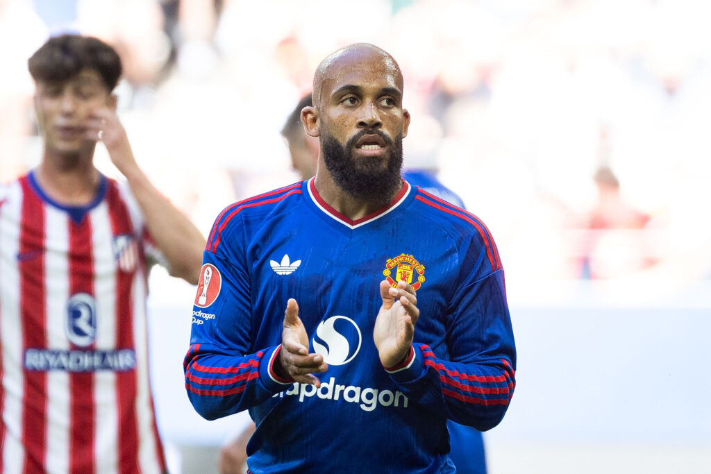 Bryan Mbeumo in the Man Utd away kit for the 2026/27 Premier League season.
